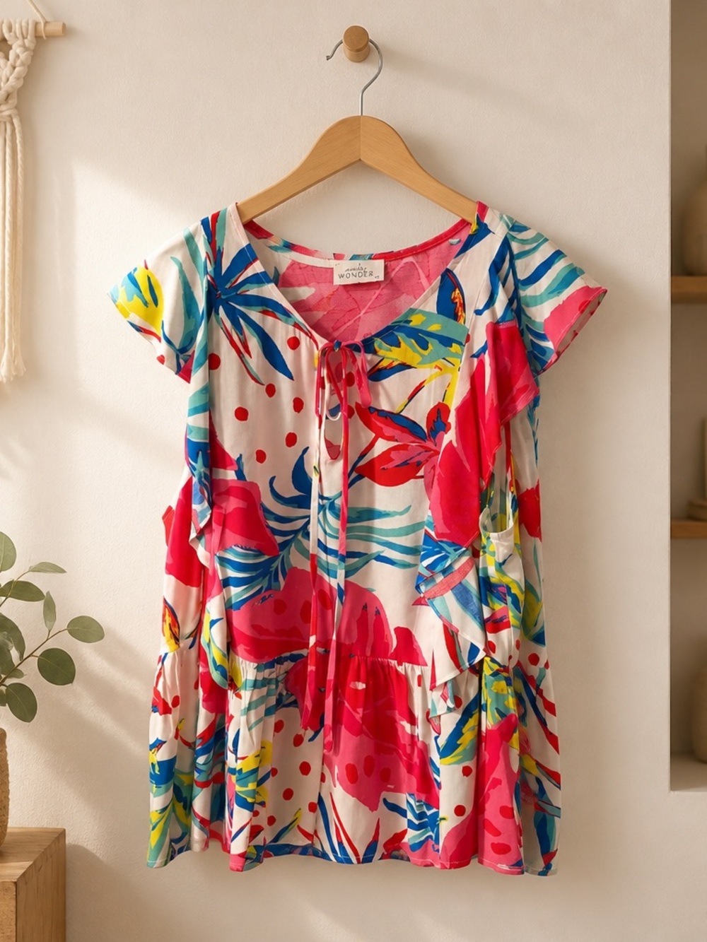 Wonder Floral Tie-Front Mini Dress - Pink Multi